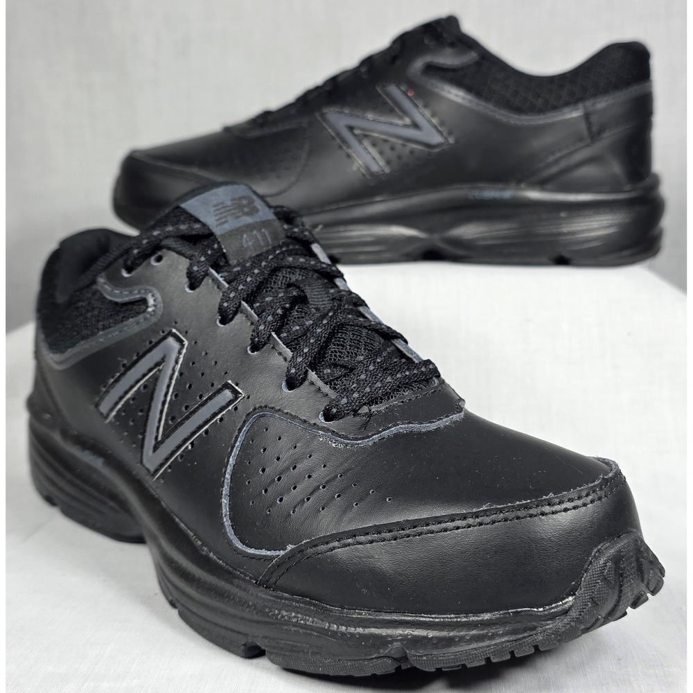 New Balance 411 v2 Walking Shoes Women's 7 Black Leather Sneakers